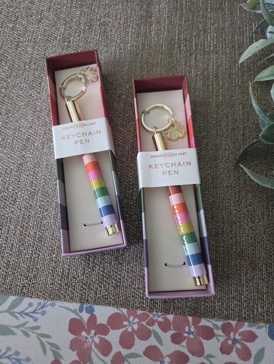 DesignWorks Ink Other - DesignWorks Ink Rainbow Stripe Keychain Pen with Gold Charm